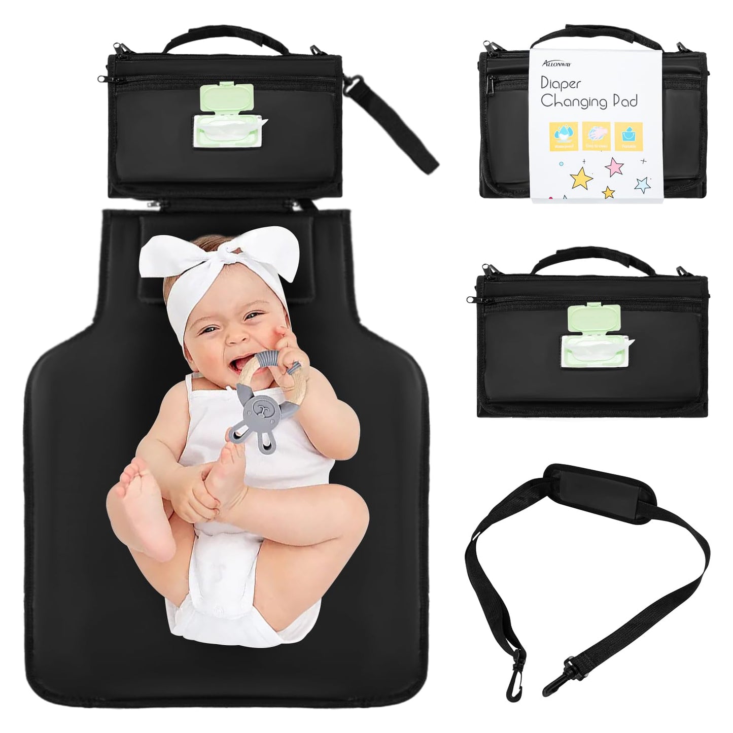 Premium Foldable Baby Changing Pad with Wipes Pocket