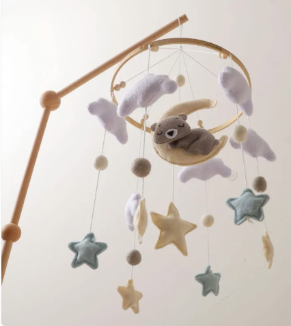 Handmade Felt Baby Crib Mobile – Clouds, Stars & Moon