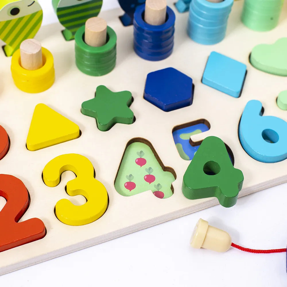 3-in-1 Wooden Learning Toy – Colors, Numbers & Shapes