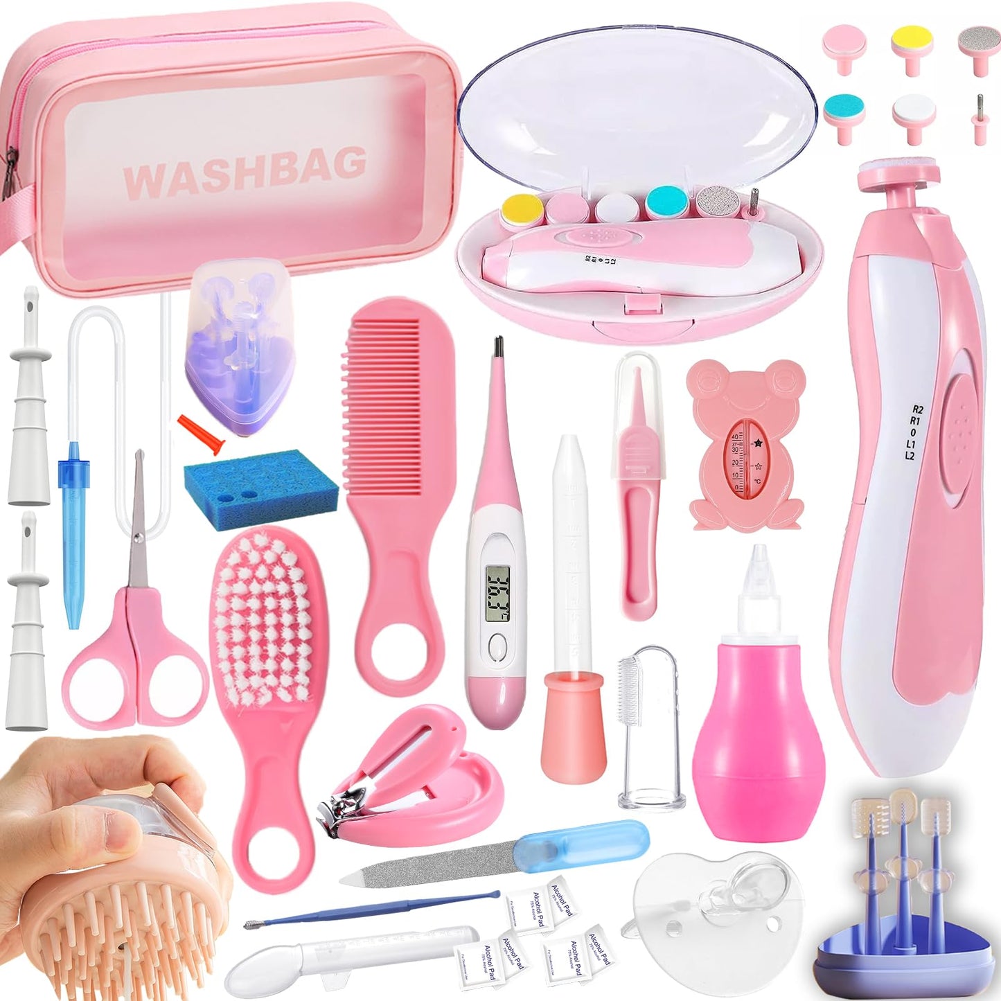 Baby Essentials Healthcare and Grooming Kit Baby Electric Nail Trimmer Set Newborn Nursery Health Care Set for Newborn Infant Toddlers Baby Boys Girls Kids