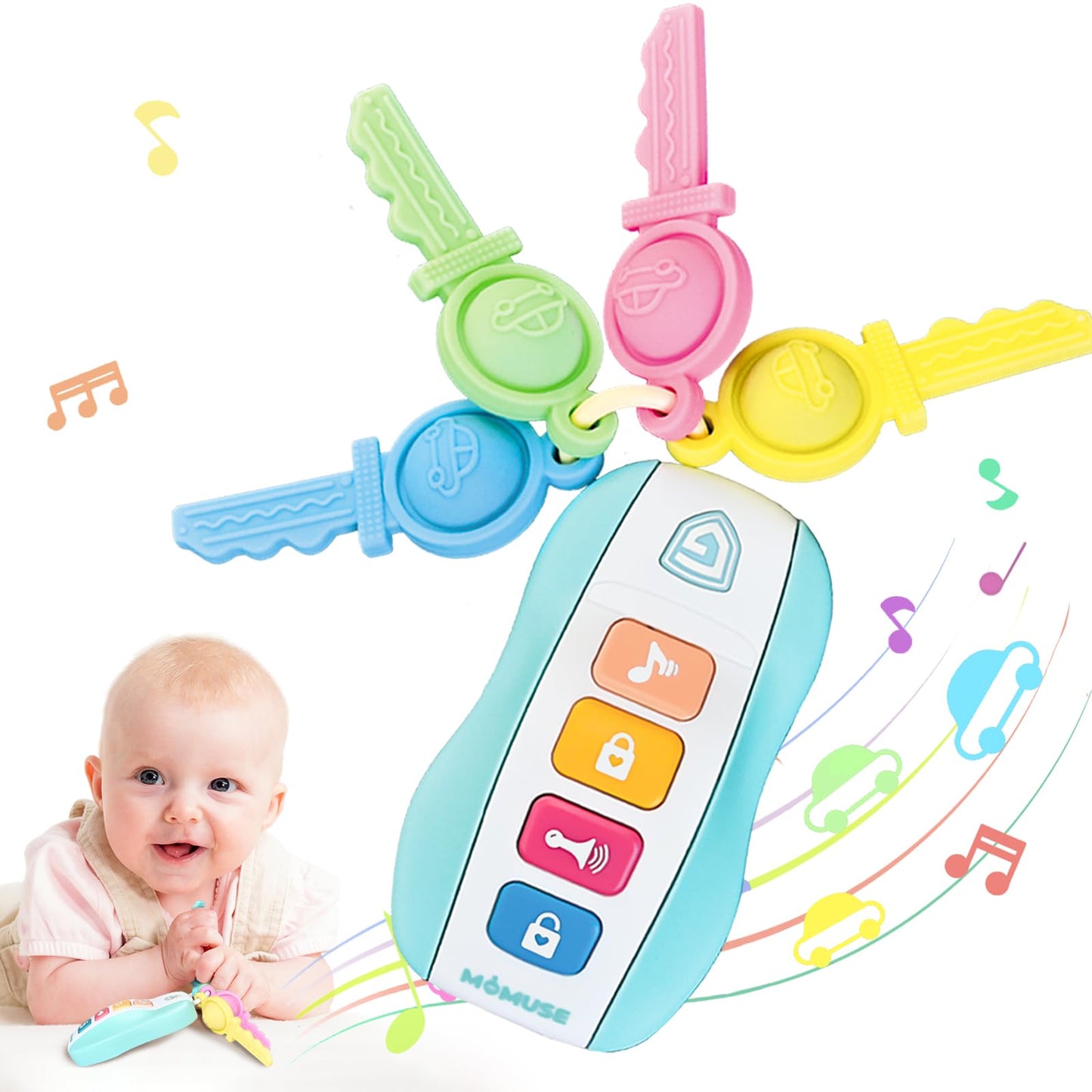 Baby Teething Keys Toy – Silicone Sensory Teether for 6–12 Months