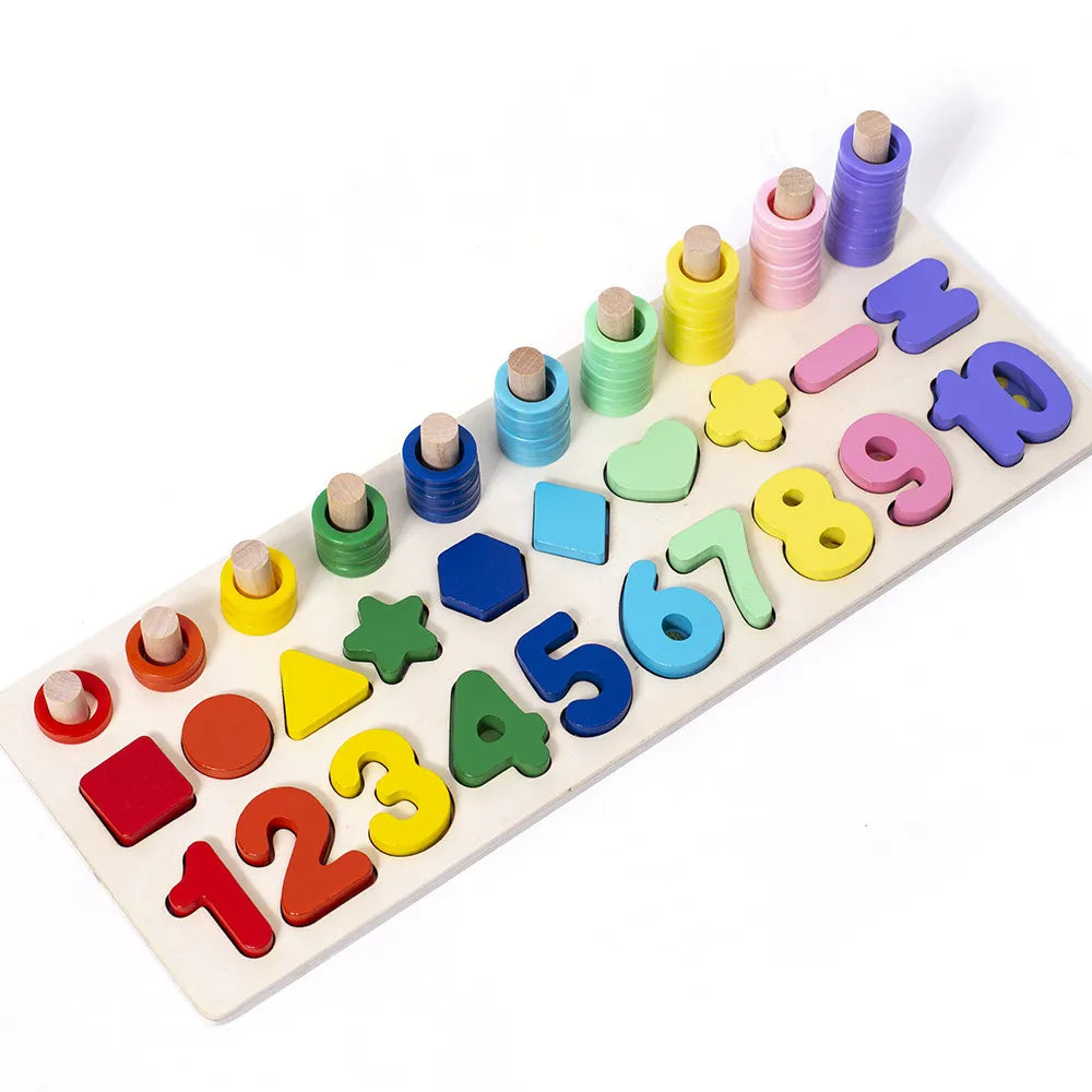 3-in-1 Wooden Learning Toy – Colors, Numbers & Shapes